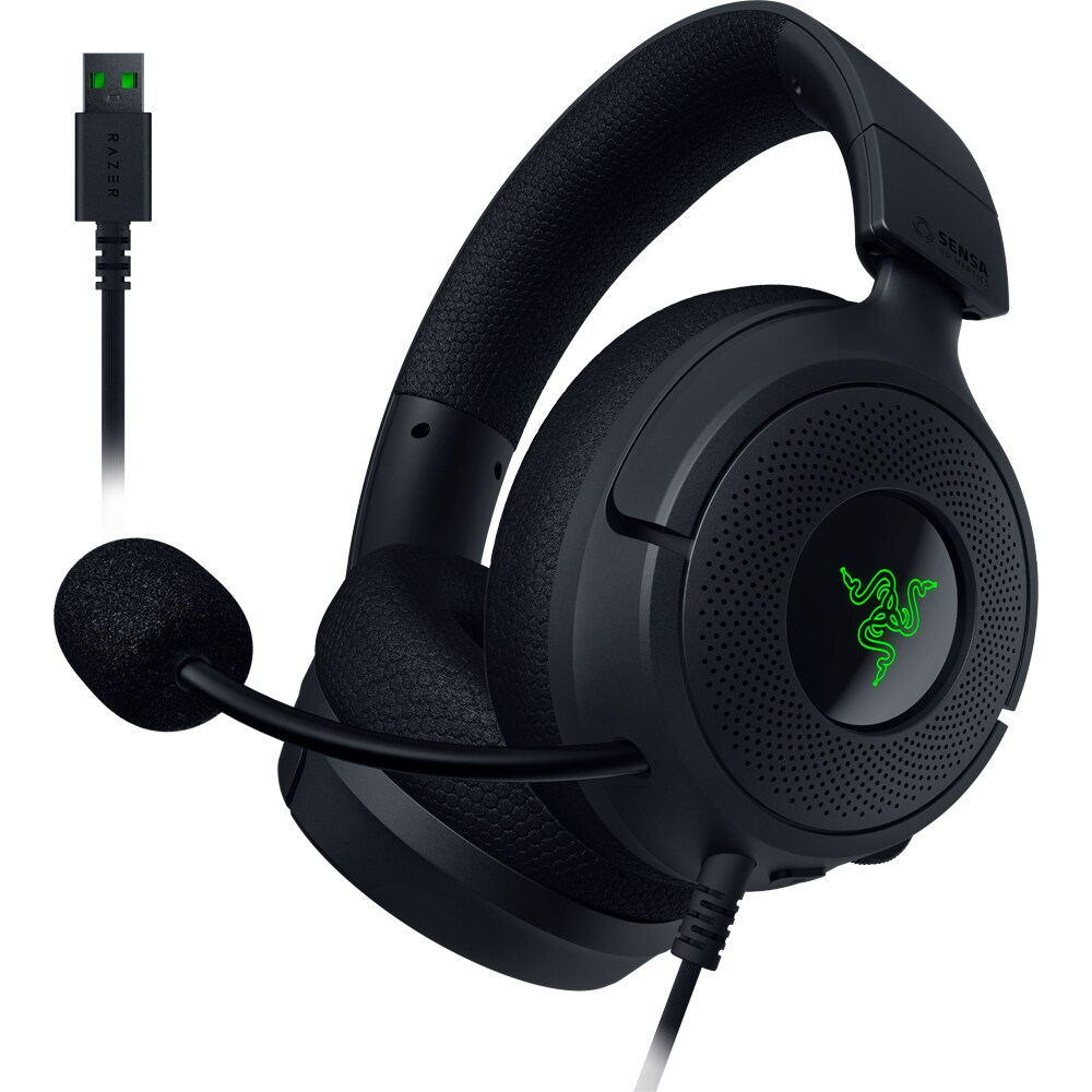 Casti Gaming RAZER Kraken V4 X Sensa HD Haptics, 7.1 surround, Microfon HyperClear Cardioid, negru