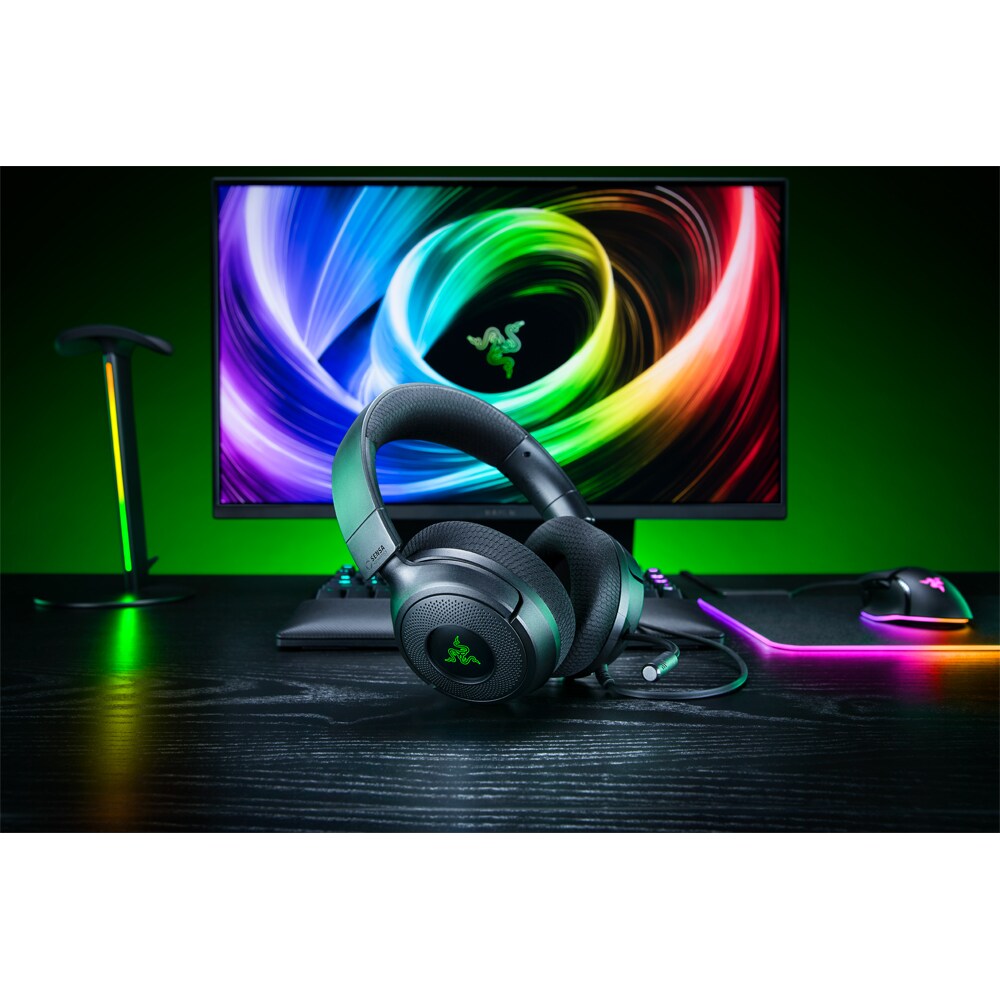 Casti Gaming RAZER Kraken V4 X Sensa HD Haptics, 7.1 surround, Microfon HyperClear Cardioid, negru