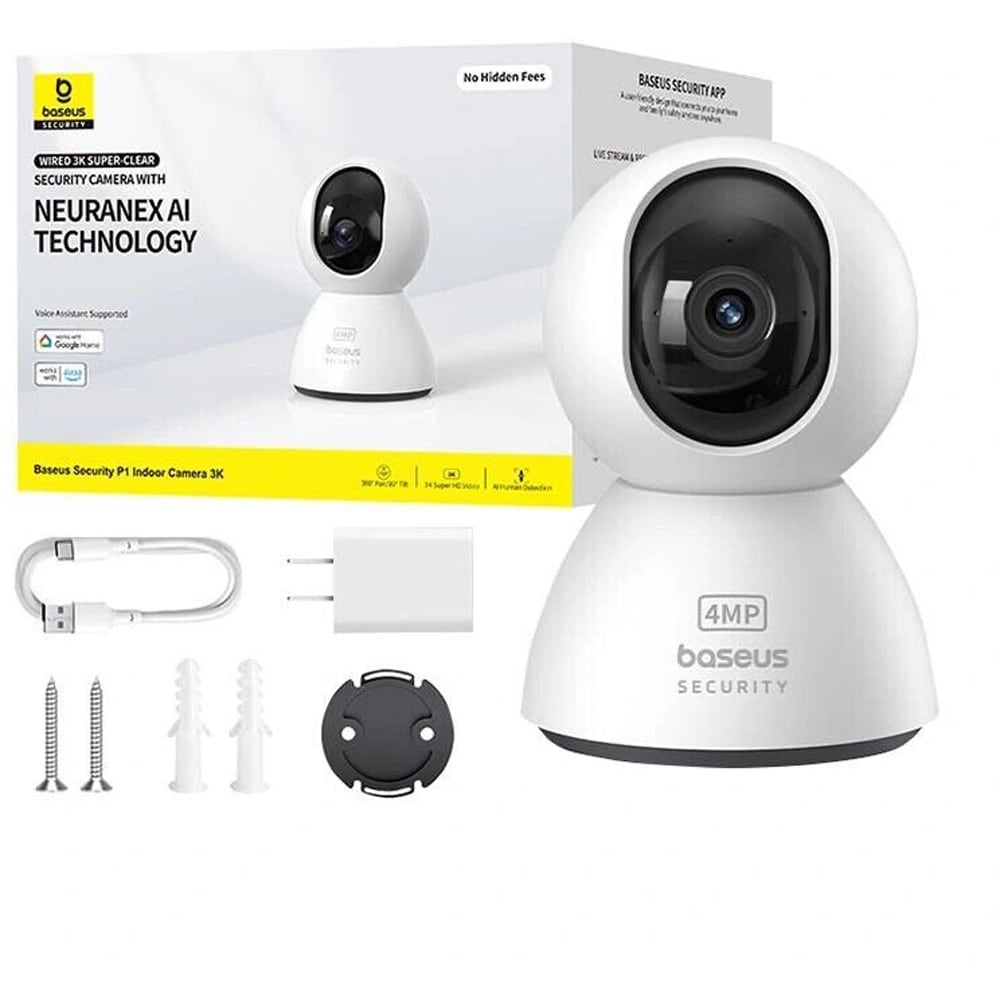 Camera IP Wireless BASEUS P1, 3K, 1440p, IR, Night Vision, alb