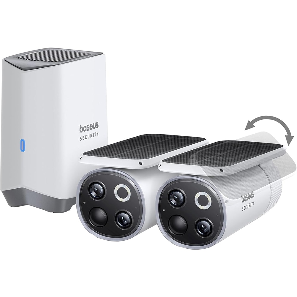 Kit de supraveghere video BASEUS Security S1 Pro, 2 camere, 3K, Wi-Fi, IP67, alb