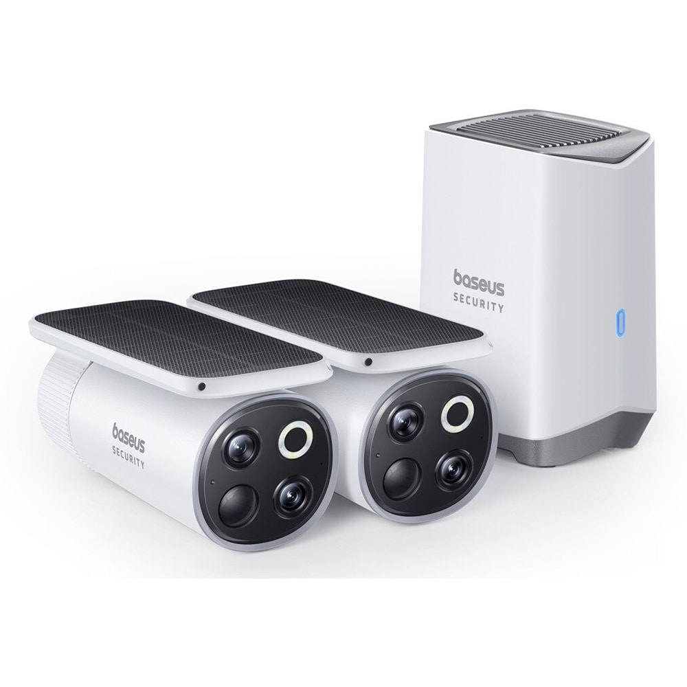 Kit de supraveghere video BASEUS Security S1 Pro, 2 camere, 3K, Wi-Fi, IP67, alb