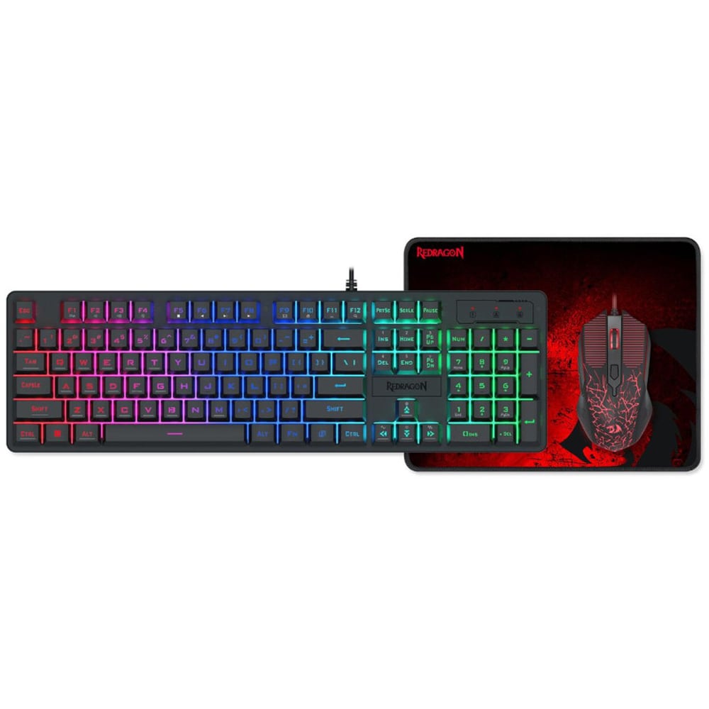 Kit Gaming tastatura, mouse si mouse pad REDRAGON S107 V2, USB, Layout US, negru