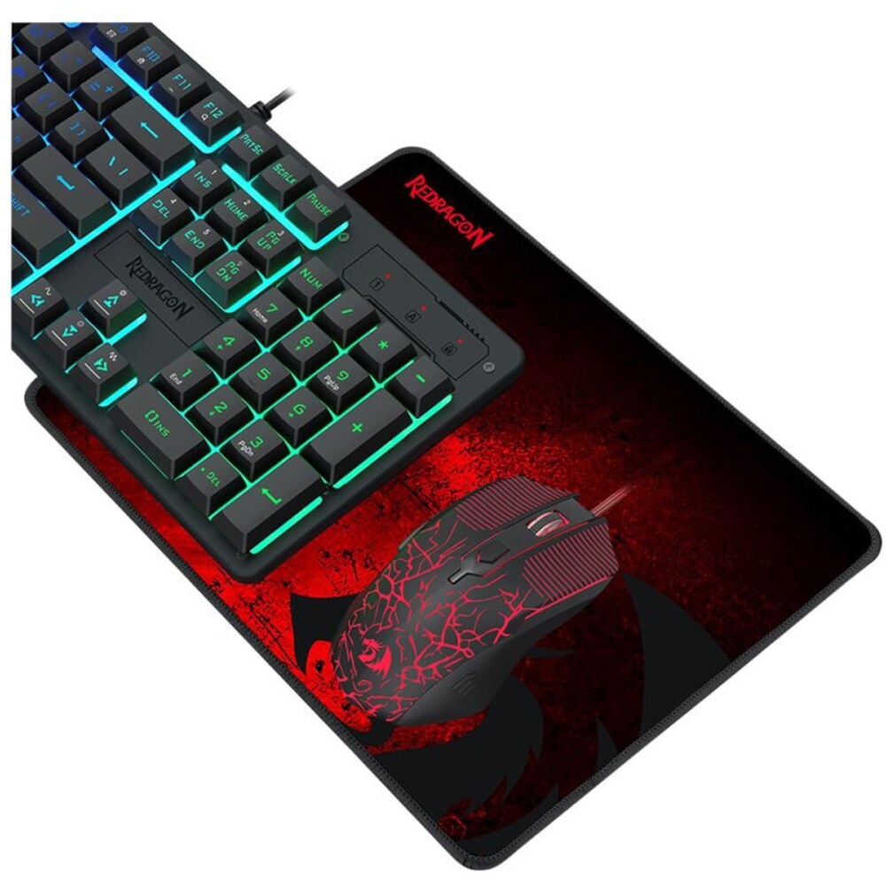 Kit Gaming tastatura, mouse si mouse pad REDRAGON S107 V2, USB, Layout US, negru