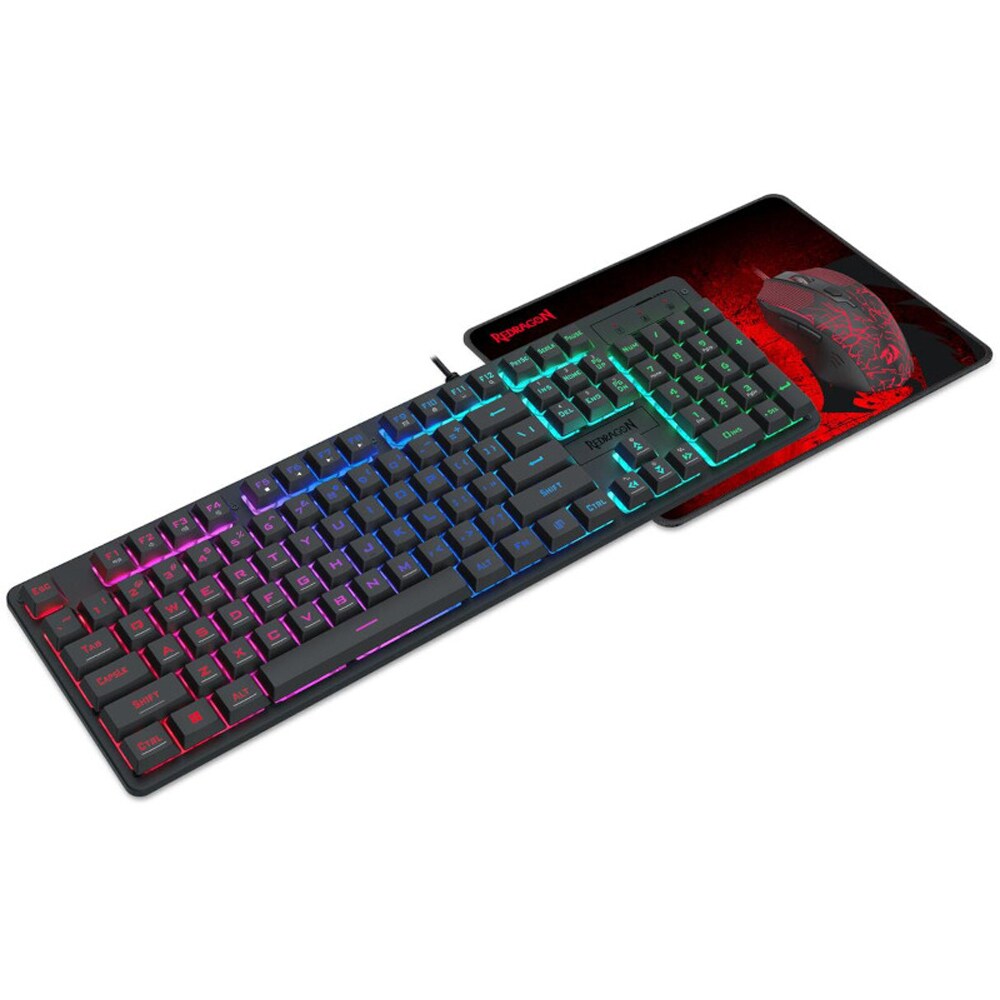 Kit Gaming tastatura, mouse si mouse pad REDRAGON S107 V2, USB, Layout US, negru