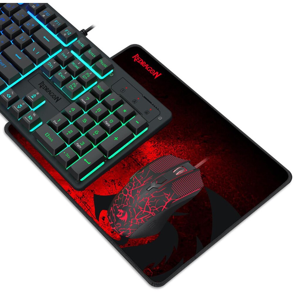 Kit Gaming tastatura, mouse si mouse pad REDRAGON S107 V2, USB, Layout US, negru