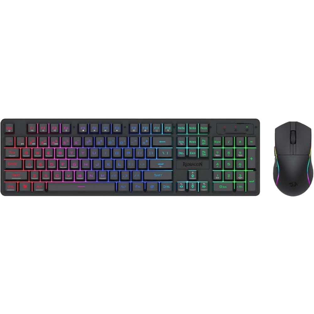 Kit Gaming tastatura si mouse REDRAGON S107, Bluetooth, USB, Layout US, negru