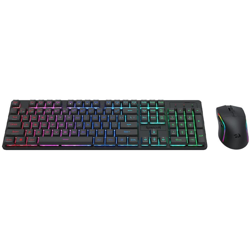 Kit Gaming tastatura si mouse REDRAGON S107, Bluetooth, USB, Layout US, negru