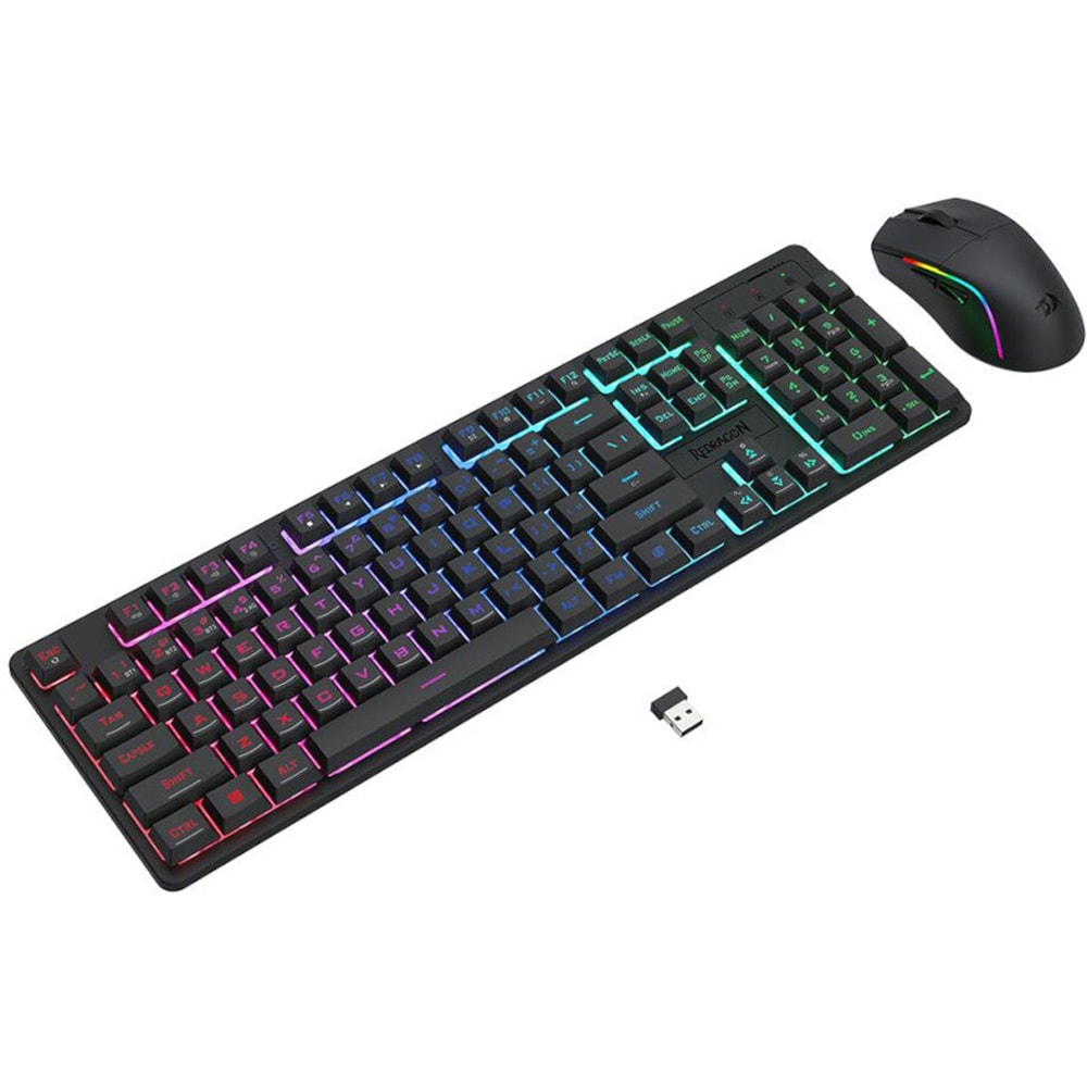 Kit Gaming tastatura si mouse REDRAGON S107, Bluetooth, USB, Layout US, negru