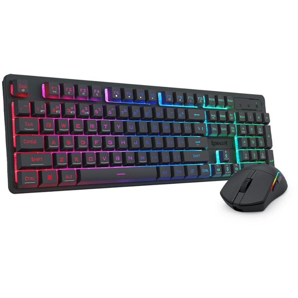 Kit Gaming tastatura si mouse REDRAGON S107, Bluetooth, USB, Layout US, negru