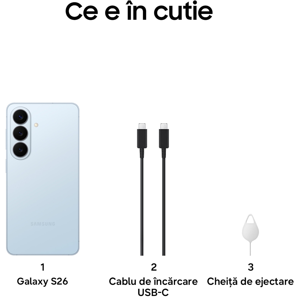 Telefon SAMSUNG Galaxy S26 5G, 512GB, 12GB RAM, Dual SIM, Sky Blue