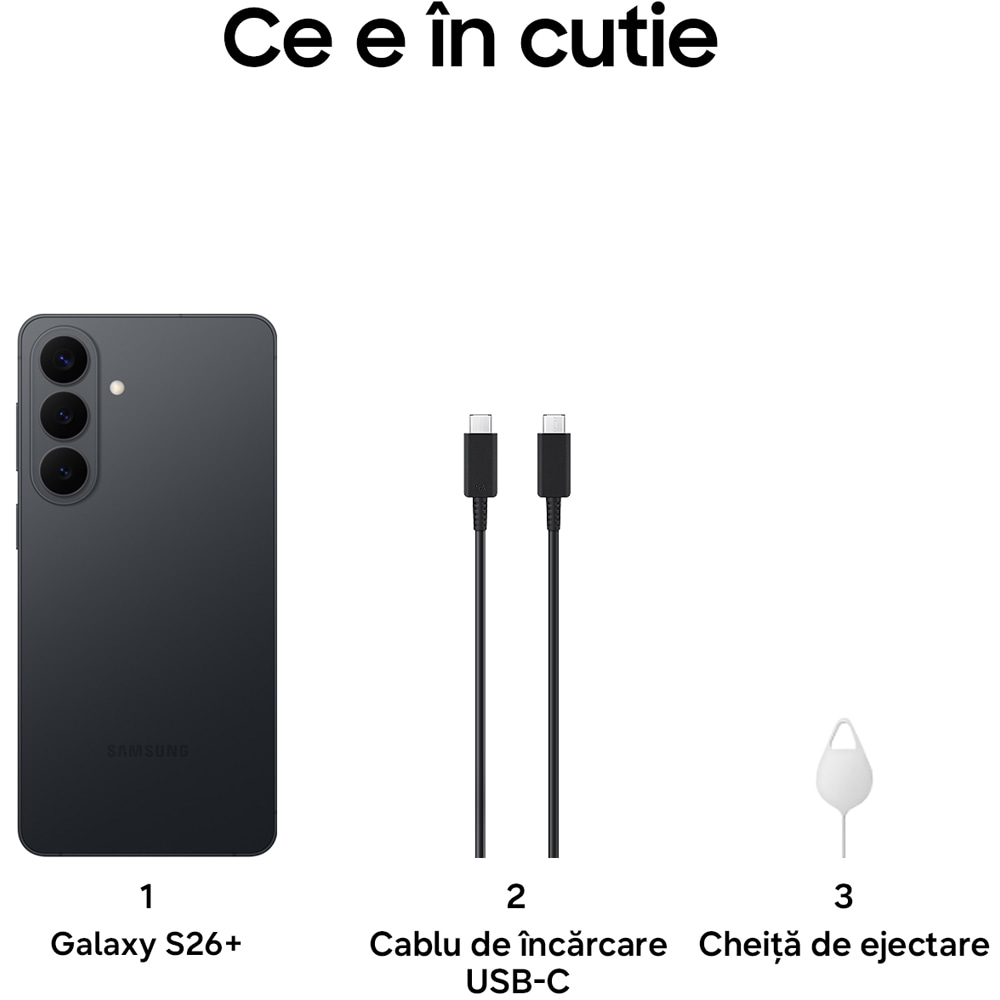 Telefon SAMSUNG Galaxy S26+ 5G, 512GB, 12GB RAM, Dual SIM, Black