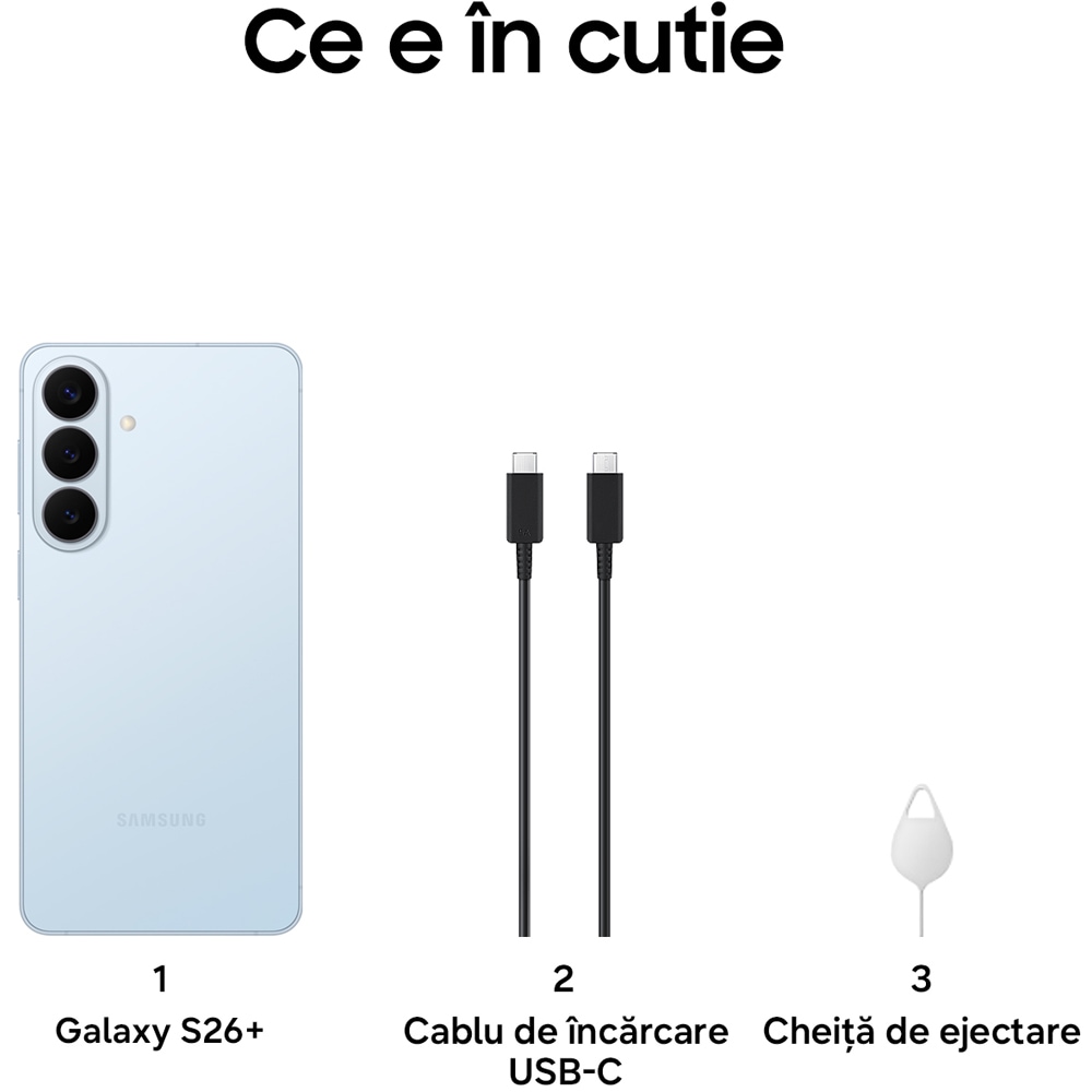 Telefon SAMSUNG Galaxy S26+ 5G, 512GB, 12GB RAM, Dual SIM, Sky Blue