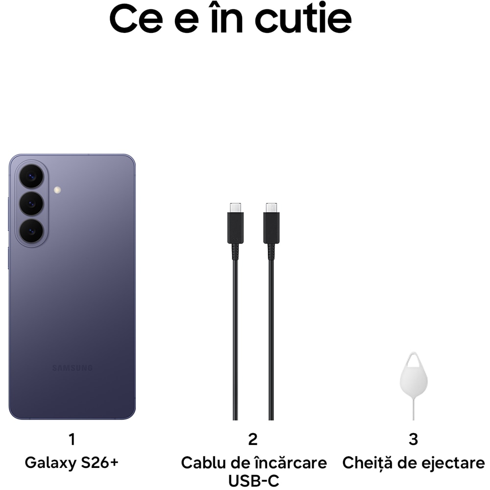 Telefon SAMSUNG Galaxy S26+ 5G, 512GB, 12GB RAM, Dual SIM, Cobalt Violet