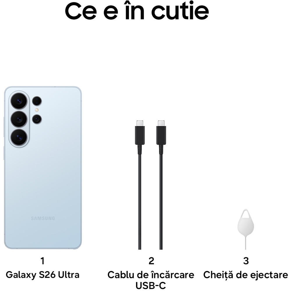 Telefon SAMSUNG Galaxy S26 Ultra 5G, 1TB, 16GB RAM, Dual SIM, Sky Blue