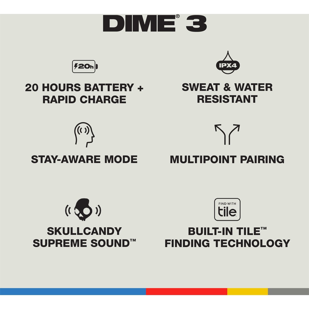 Casti SKULLCANDY Dime 3 S2DCW-S801, True Wireless, Bluetooth, In-Ear, Microfon, Triple Threat Plasma