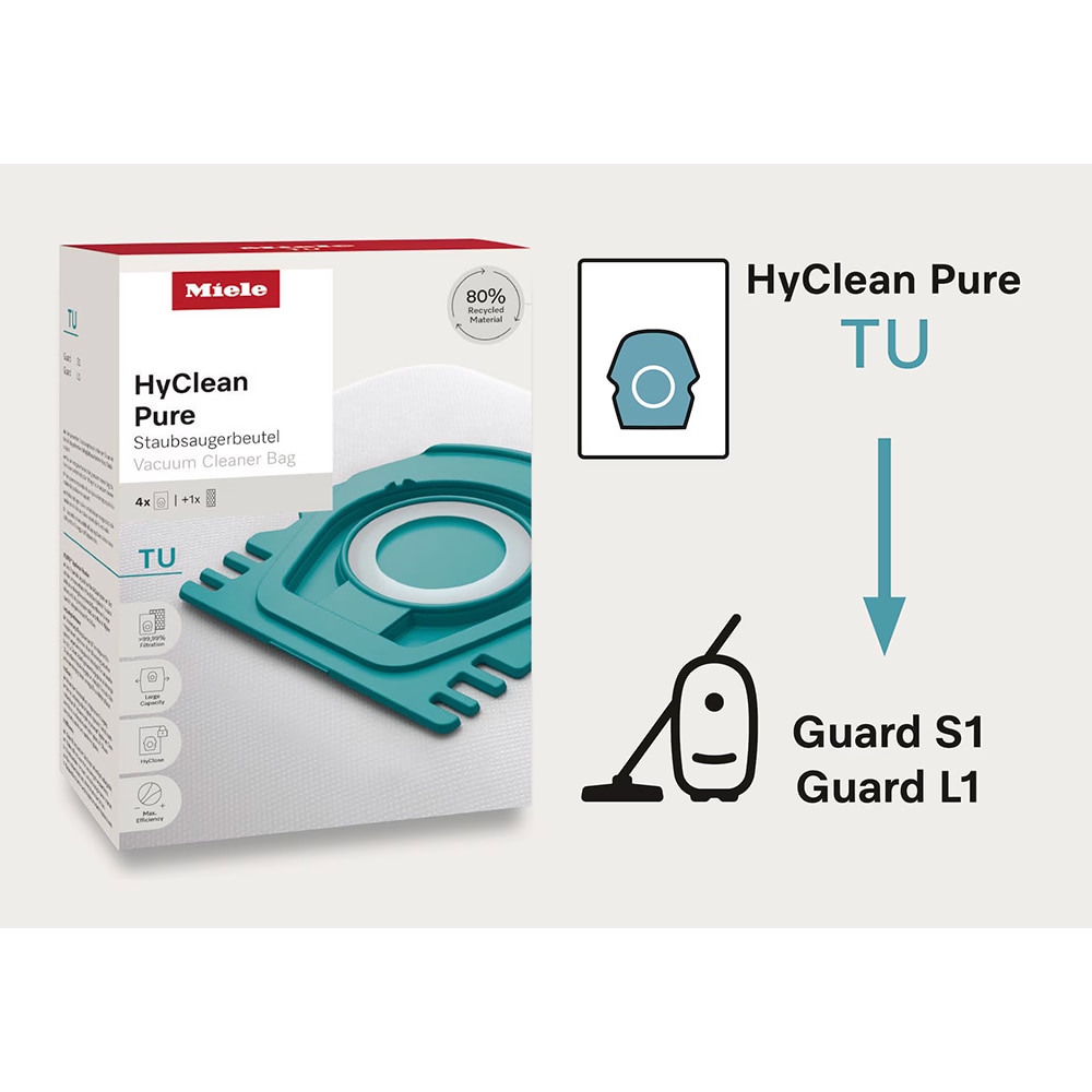 Kit aspirator MIELE HyClean Pure TU: 4 saci + filtru evacuare