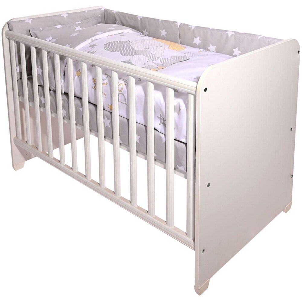 Set lenjerie pat LORELLI Smile - Elephant Stars 20801154701, 10 buc, 120x60 cm, gri-alb