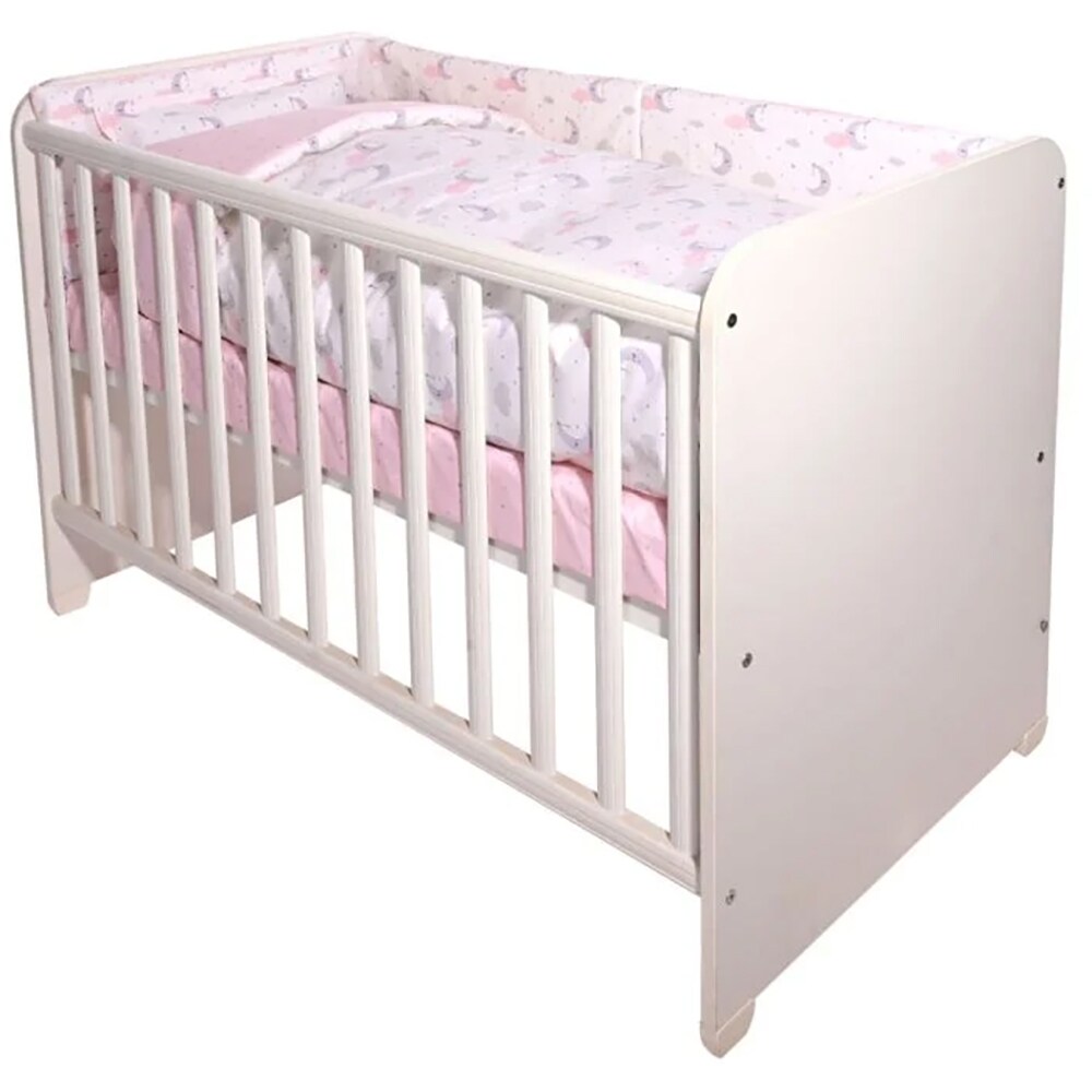 Set lenjerie pat LORELLI Smile - Moons Stars 20801155201, 10 buc, 120x60 cm, roz-alb 