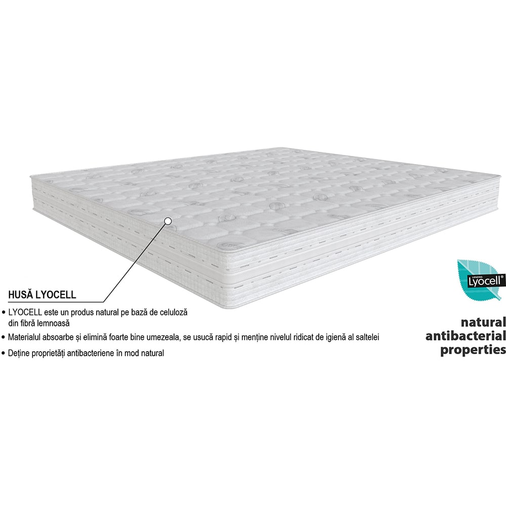 Saltea ortopedica MATERASSO Natur Biogreen, 140 x 200 cm, Spuma cu memorie, Grad ferm