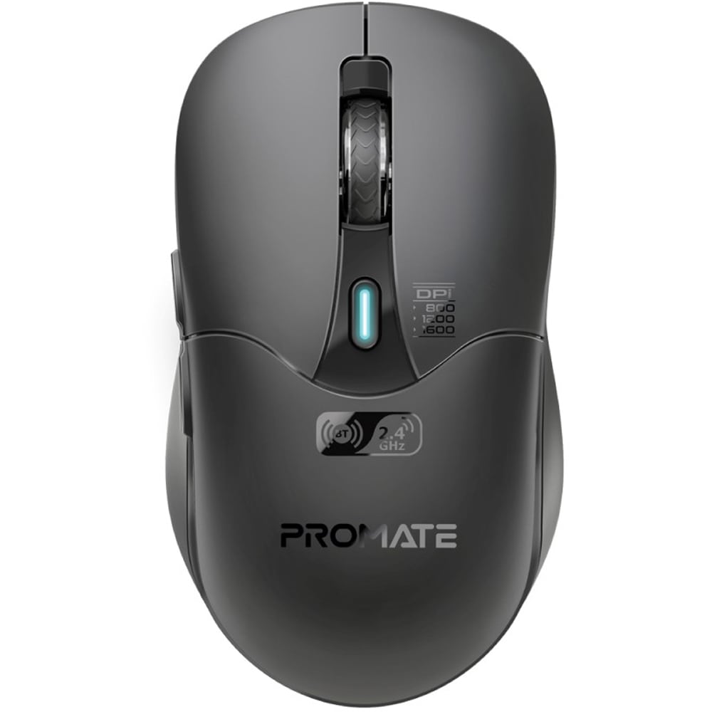 Mouse Wireless PROMATE Samo, Dual Mode, 1600 dpi, Bluetooth, negru