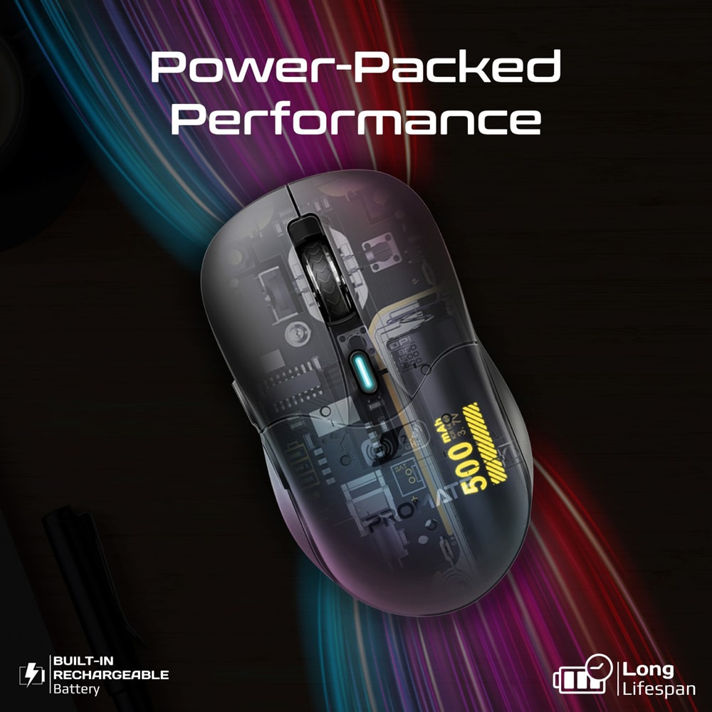 Mouse Wireless PROMATE Samo, Dual Mode, 1600 dpi, Bluetooth, negru
