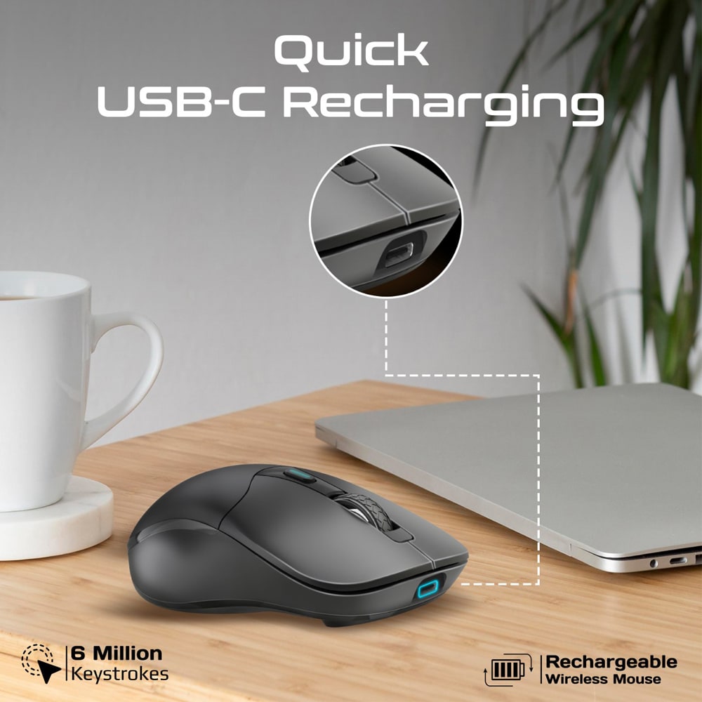 Mouse Wireless PROMATE Samo, Dual Mode, 1600 dpi, Bluetooth, negru
