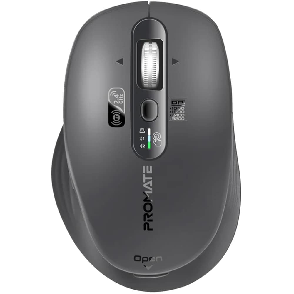 Mouse Wireless PROMATE SamoTri, Dual-Mode, 3200 dpi, Bluetooth, negru