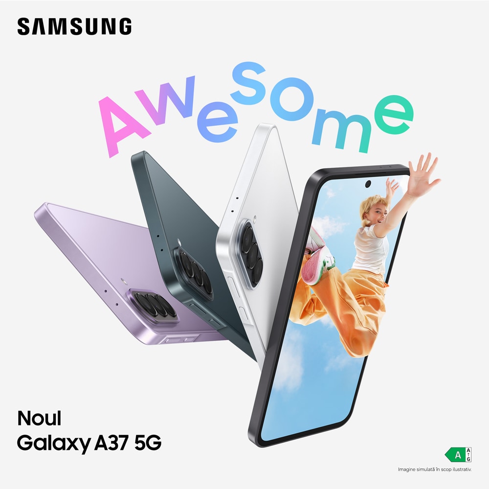 Telefon SAMSUNG Galaxy A37 5G, 128GB, 6GB RAM, Dual SIM, Awesome White