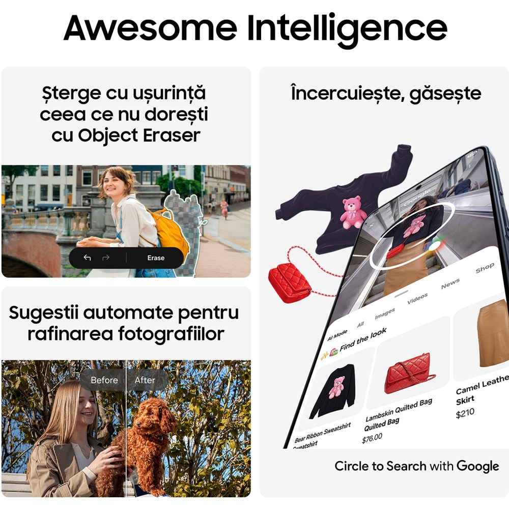 Telefon SAMSUNG Galaxy A37 5G, 128GB, 6GB RAM, Dual SIM, Awesome White