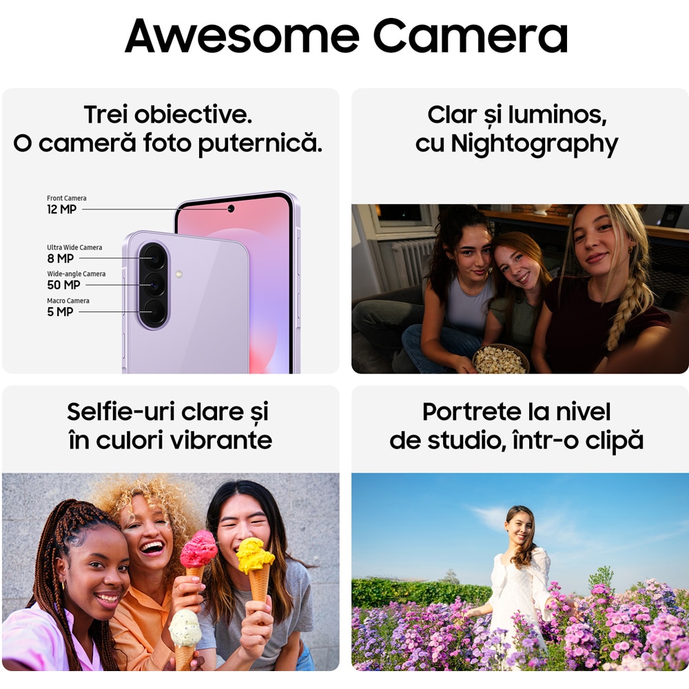 Telefon SAMSUNG Galaxy A37 5G, 128GB, 6GB RAM, Dual SIM, Awesome White