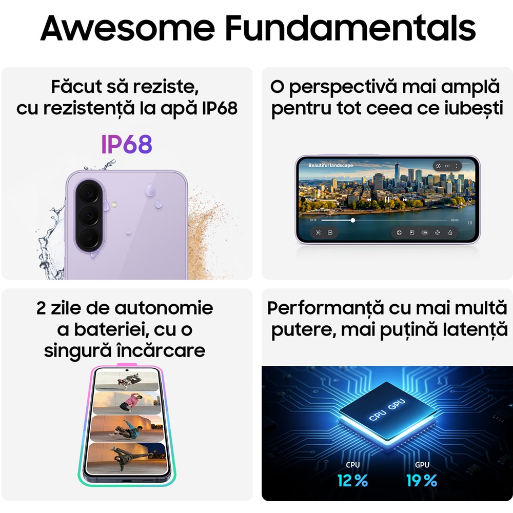 Telefon SAMSUNG Galaxy A37 5G, 128GB, 6GB RAM, Dual SIM, Awesome White