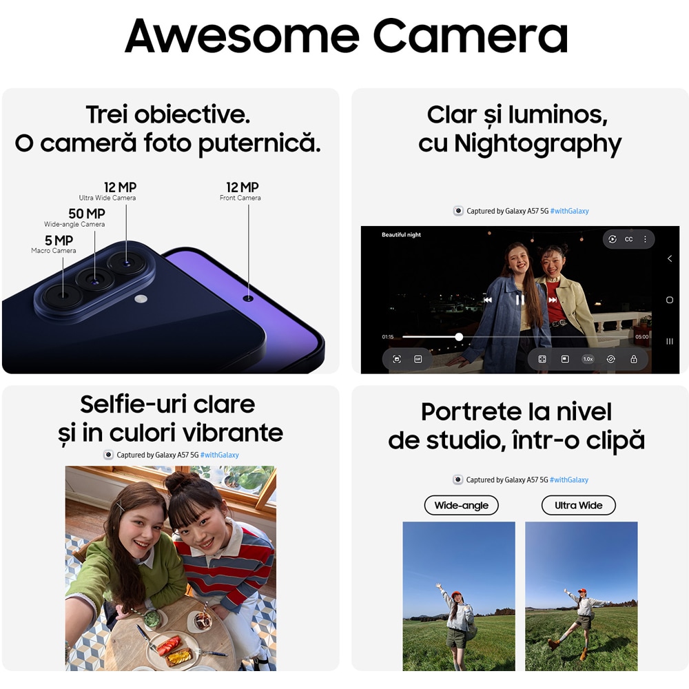 Telefon SAMSUNG Galaxy A57 5G, 512GB, 12GB RAM, Dual SIM, Awesome Navy