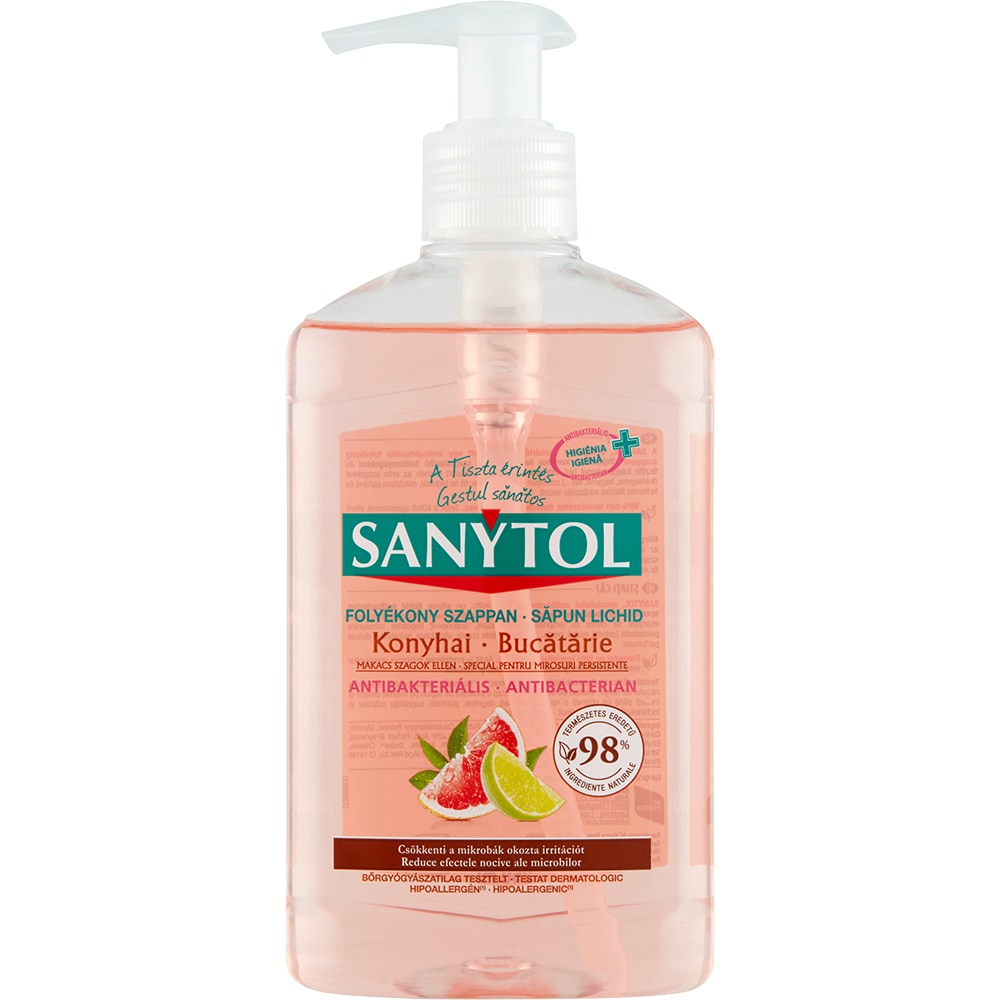 Sapun lichid SANYTOL Antibacterian Bucatarie, 250ml