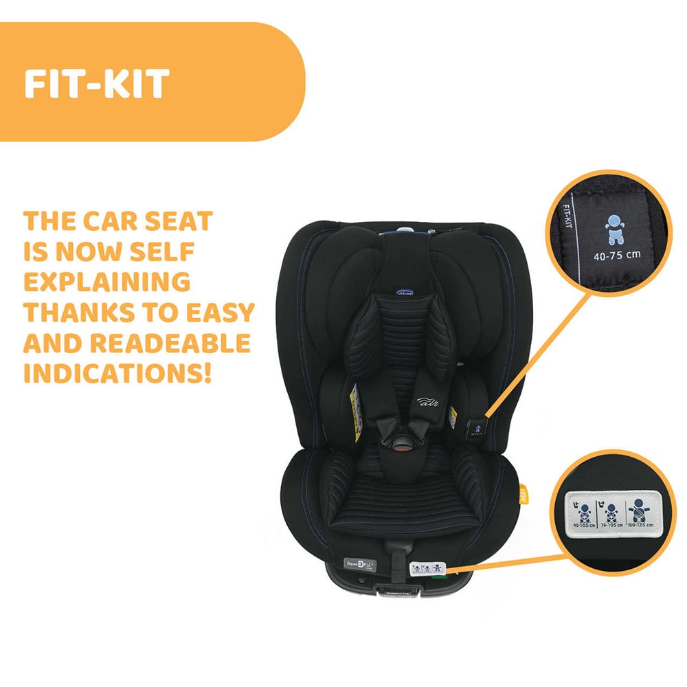 Scaun auto CHICCO Seat3Fit I-Size Air Zip&Wash 870448, Isofix, 0-25kg, negru