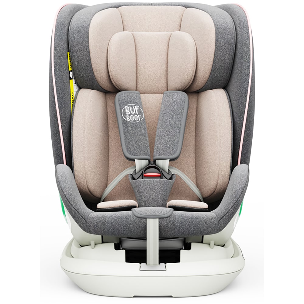 Scaun auto BUF BOOF Platinum Deluxe rotativ 360 grade 906PLATPINK, Isofix, 0-36 kg, i-Size, roz-gri