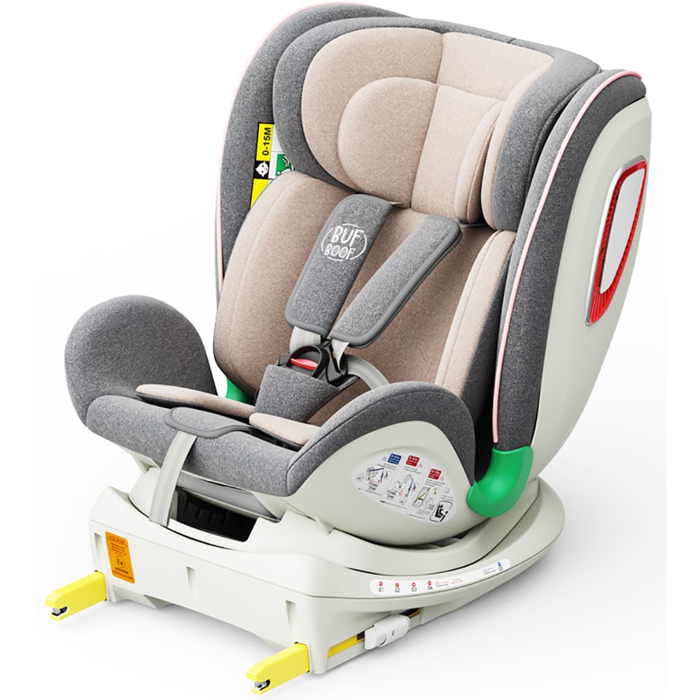 Scaun auto BUF BOOF Platinum Deluxe rotativ 360 grade 906PLATPINK, Isofix, 0-36 kg, i-Size, roz-gri
