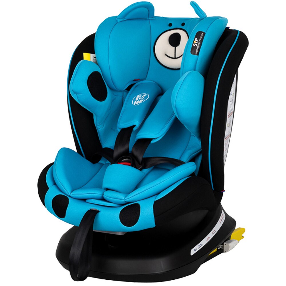 Scaun auto BUF BOOF Tweety Plus Deluxe rotativ 360 grade, Isofix, 0-36 kg, albastru-negru