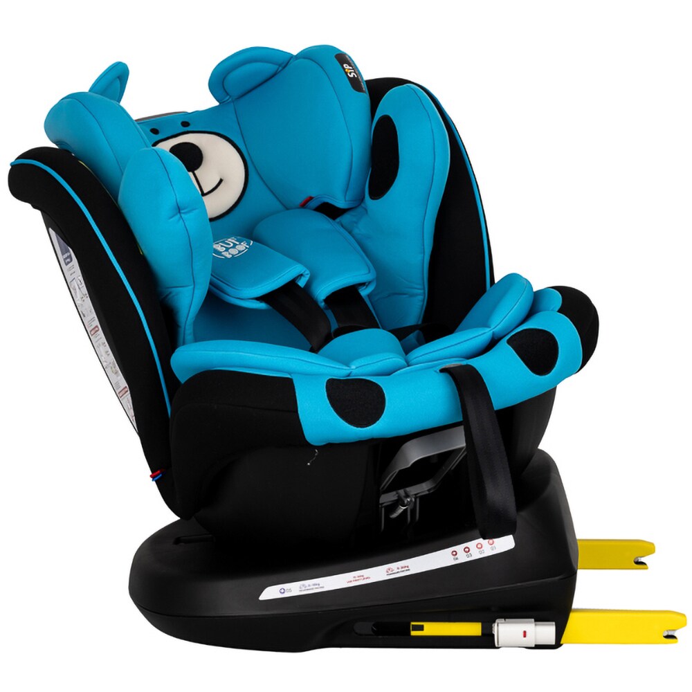 Scaun auto BUF BOOF Tweety Plus Deluxe rotativ 360 grade, Isofix, 0-36 kg, albastru-negru