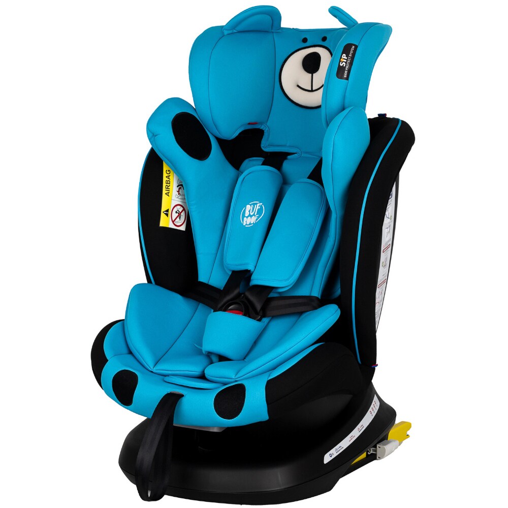 Scaun auto BUF BOOF Tweety Plus Deluxe rotativ 360 grade, Isofix, 0-36 kg, albastru-negru