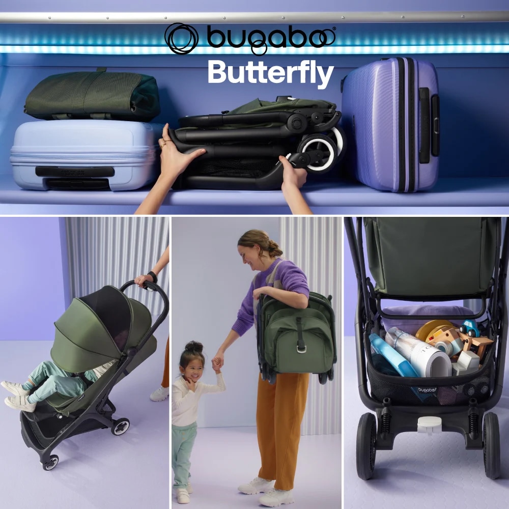 Carucior sport BUGABOO Butterfly BG100025001, 5 puncte, 6 luni+, verde inchis-negru