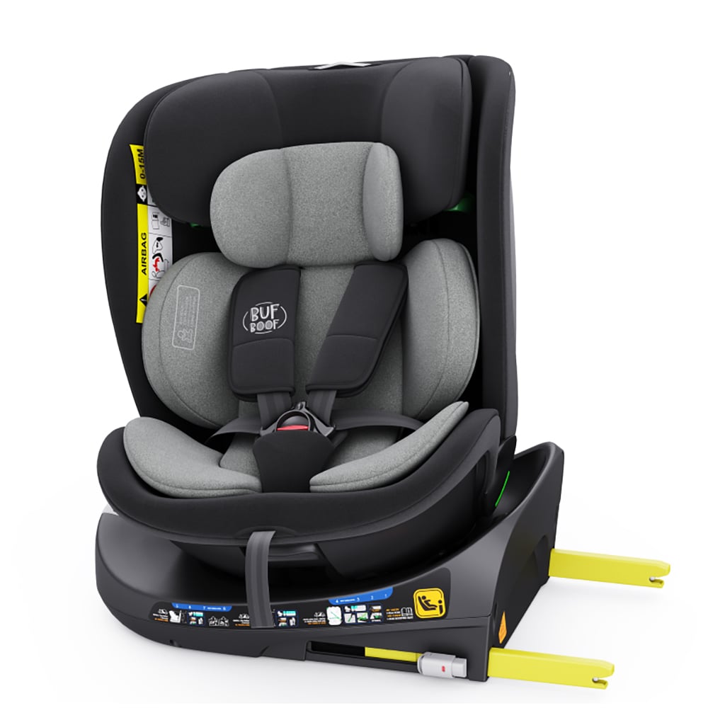 Scaun auto BUF BOOF B-Joy Deluxe rotativ 360 grade BJOYGREY, Isofix, 0-36 kg, i-Size, gri-negru