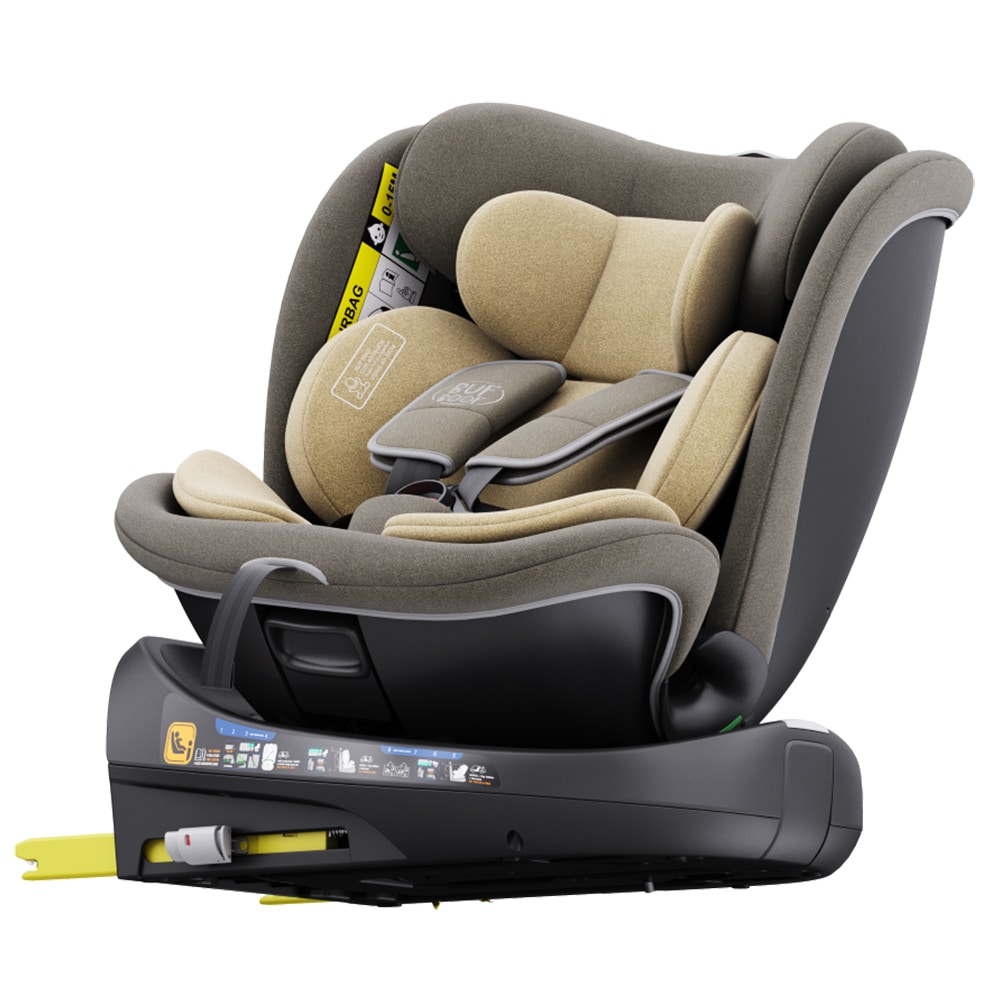 Scaun auto BUF BOOF B-Joy Deluxe rotativ 360 grade BJOYLIGHTBROWN, Isofix, 0-36 kg, i-Size, maro-negru