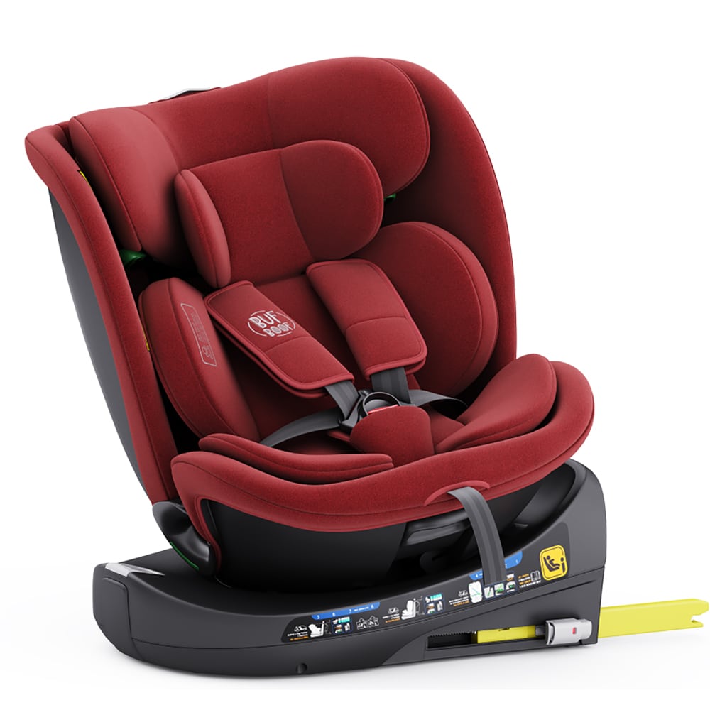 Scaun auto BUF BOOF B-Joy Deluxe rotativ 360 grade BJOYRED, Isofix, 0-36 kg, i-Size, rosu-negru