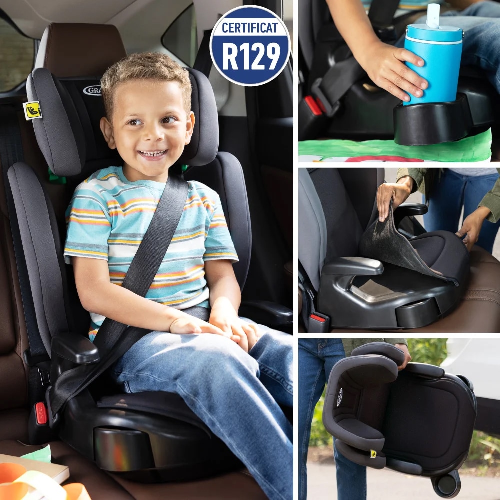 Scaun auto GRACO Junior Maxi 8CT899IROEU, 5 puncte, 15-36kg,  i-Size, gri inchis-negru
