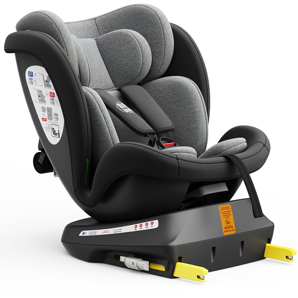 Scaun auto BUF BOOF TWT Plua rotativ 360 grade ISIZETWTBL, Isofix, 0-36 kg, R129, gri-negru