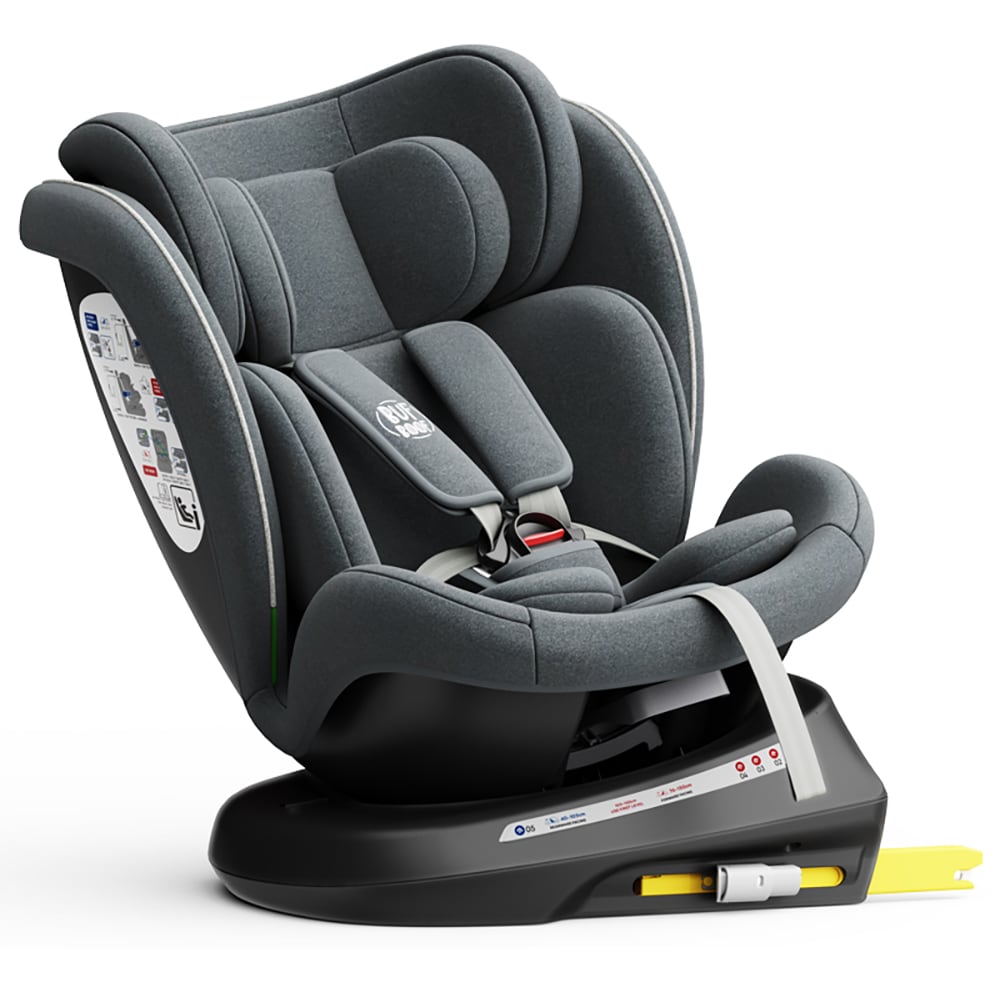 Scaun auto BUF BOOF TWT Plus rotativ 360 grade ISIZETWTGREY, Isofix, 0-36 kg, R129, gri-negru