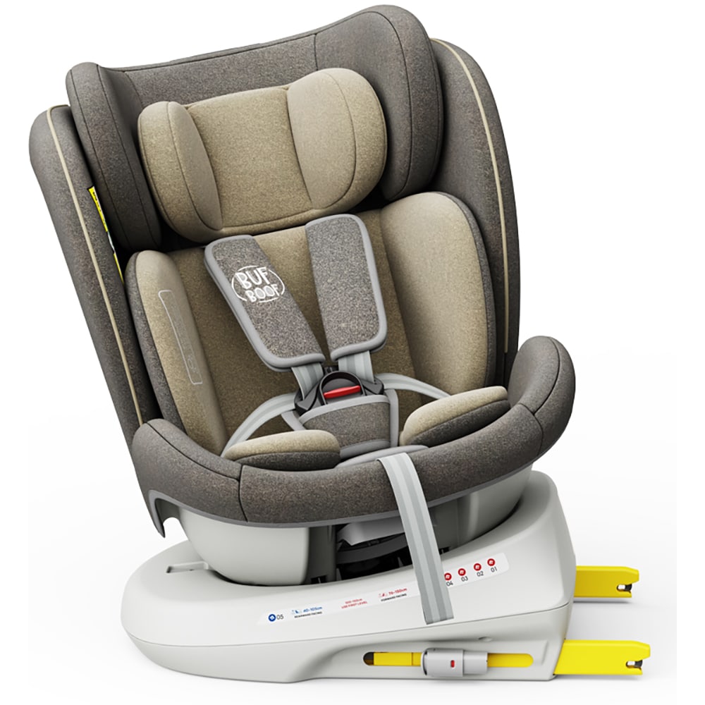 Scaun auto BUF BOOF TWT Plus rotativ 360 grade ISIZETWTLB, Isofix, 0-36 kg, R129, kaki-alb