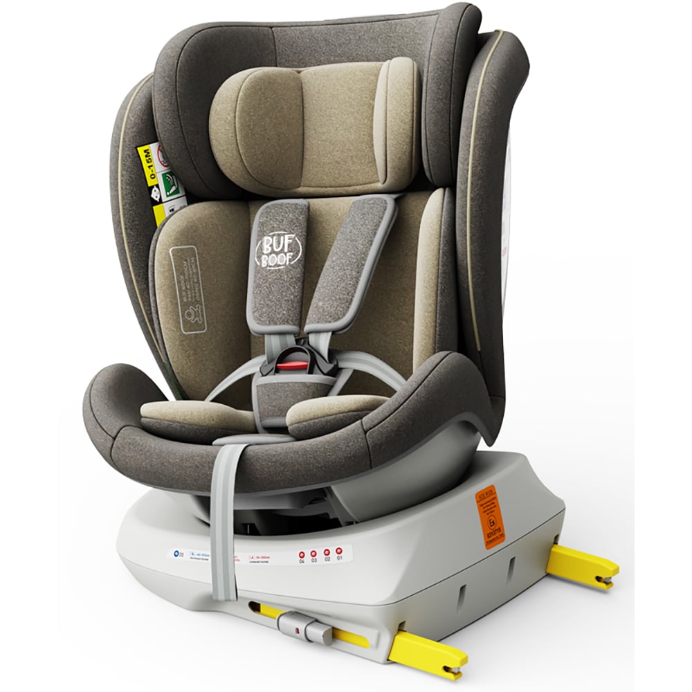 Scaun auto BUF BOOF TWT Plus rotativ 360 grade ISIZETWTLB, Isofix, 0-36 kg, R129, kaki-alb