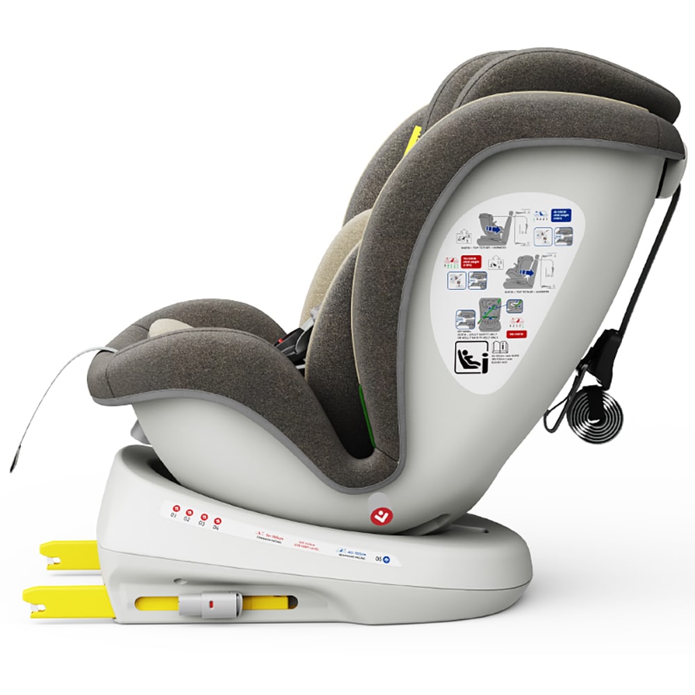 Scaun auto BUF BOOF TWT Plus rotativ 360 grade ISIZETWTLB, Isofix, 0-36 kg, R129, kaki-alb