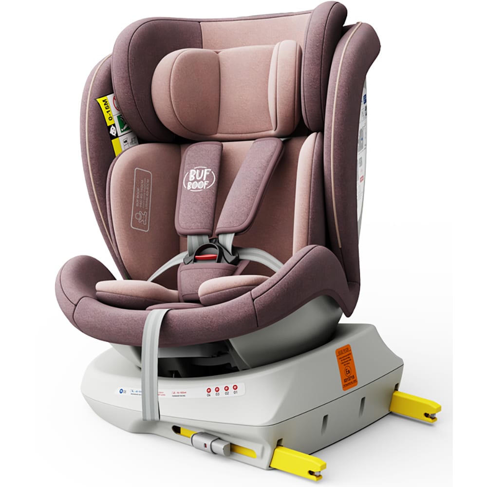 Scaun auto BUF BOOF TWT Plus Deluxe rotativ 360 grade ISIZETWTLP, Isofix, 0-36 kg, i-Size, roz deschis-alb